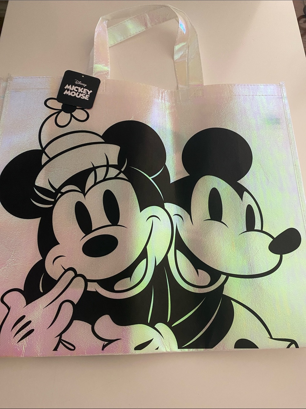 Disney Holographic Pearl Reusable bag with Black Mickey & Minnie Artwork